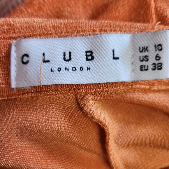 CLUB L ruched shirt mini dress buttons orange size 6 - Picture 6 of 6